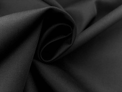 Black 100% Polyester Gabadreme Gabardine Fine Line, Twill Suiting Fabric, 66/68 inch $1.25