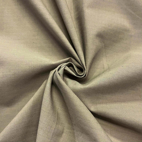 Dark Khaki Fire Retardant Rayon, Twaron Aramid, Nylon Ripstop Fabric  66" 1 to 10 yard pieces 59 cents a pound about 35 cents a yard