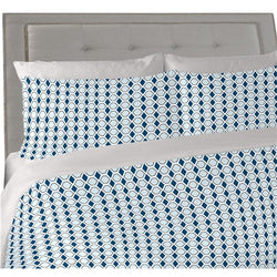 Blue and Brick Geometric Pattern Printed 100%-Cotton  Decorative Fabric, Curtain, Bedspread, Drapery and Pillow  54 inch, 75 cents a yard