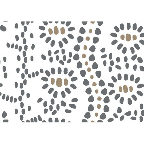 Pleasant Grey and Brown Abstract on White  Printed 100%-Cotton  Decorative Fabric, Curtain, Bedspread, Drapery and Pillow  54 inch, 75 cents a yard