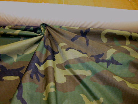Woodland Camouflage Fire Retardant CPAI-84 70 Denier Nylon Ripstop Fabric Durable Water Repellent,  60"  $1.25  a  yard