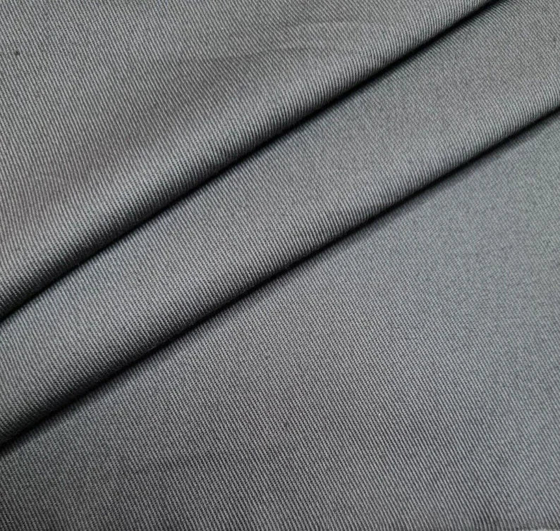 Gray Grey 100 Polyester Gabadreme Gabardine Fine Line, Twill Suiting